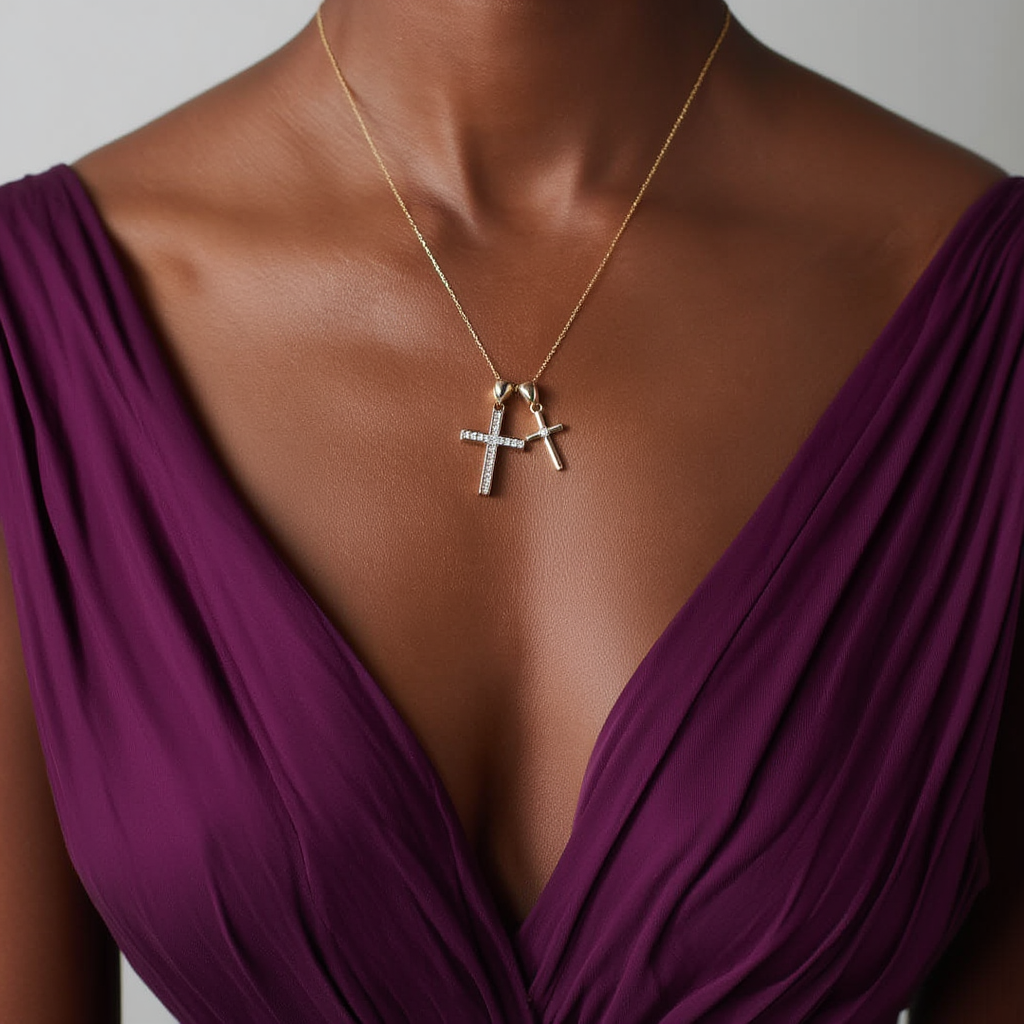 Dainty Double Cross Necklace